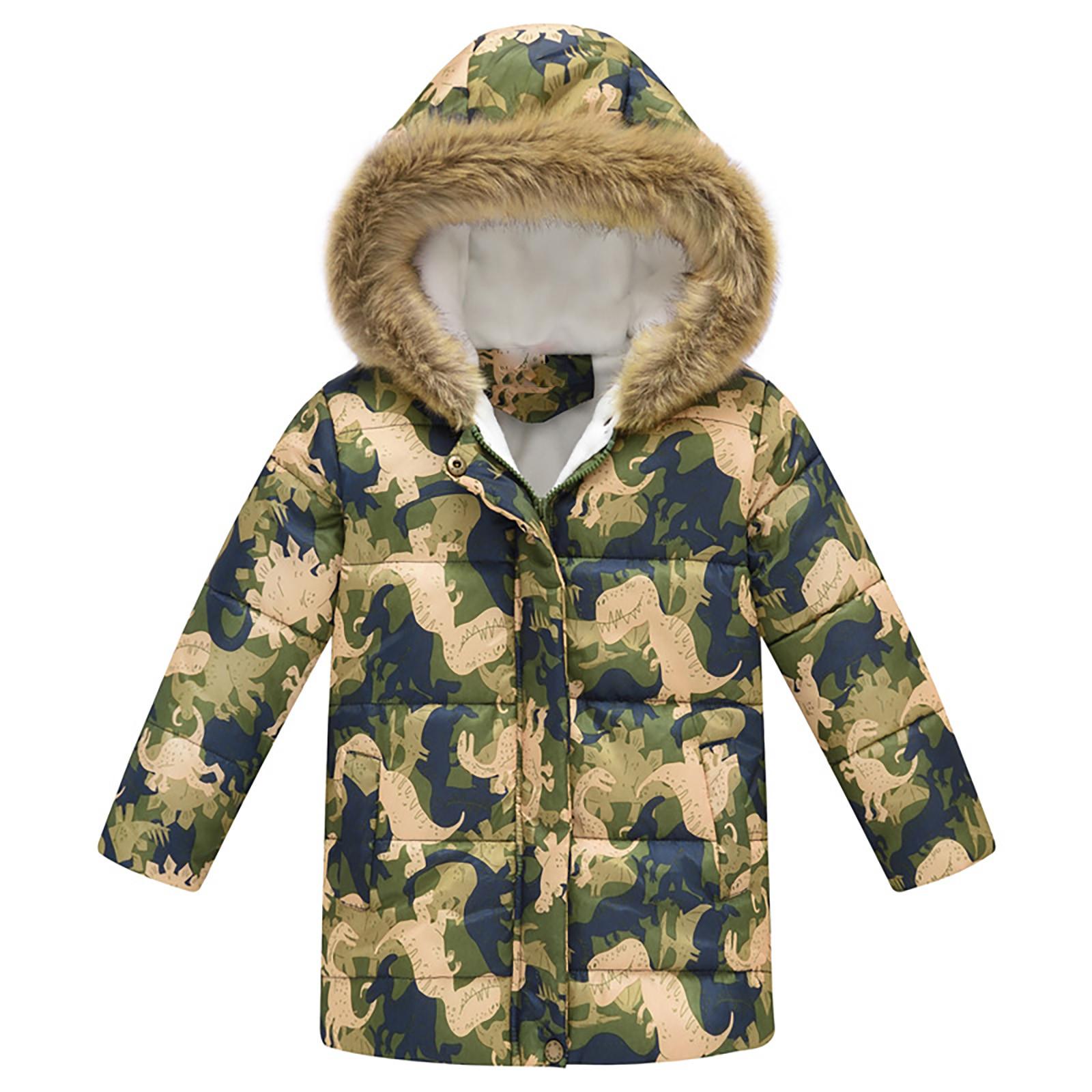 

Children s Padded Jacket Boys And Girls Fashion Print Cartoon Big Boy Long Collar Hooded Padded Jacket 150