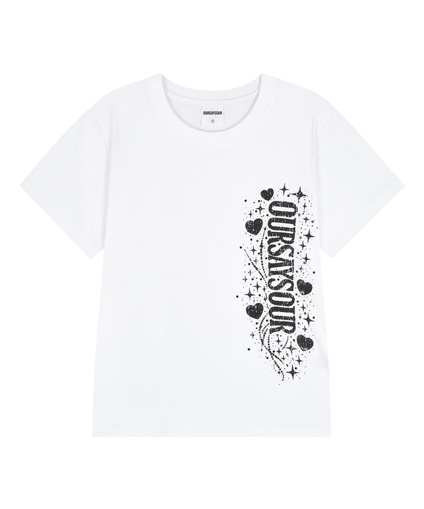 Awoseiawo Galaxy Heart Star Short Sleeve T-Shirt White