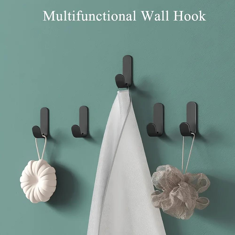 6PCS Strong Self-Adhesive J-Hooks – Waterproof Wall Hangers for Keys, Towels, Umbrellas – Kitchen & Living Room Organizer