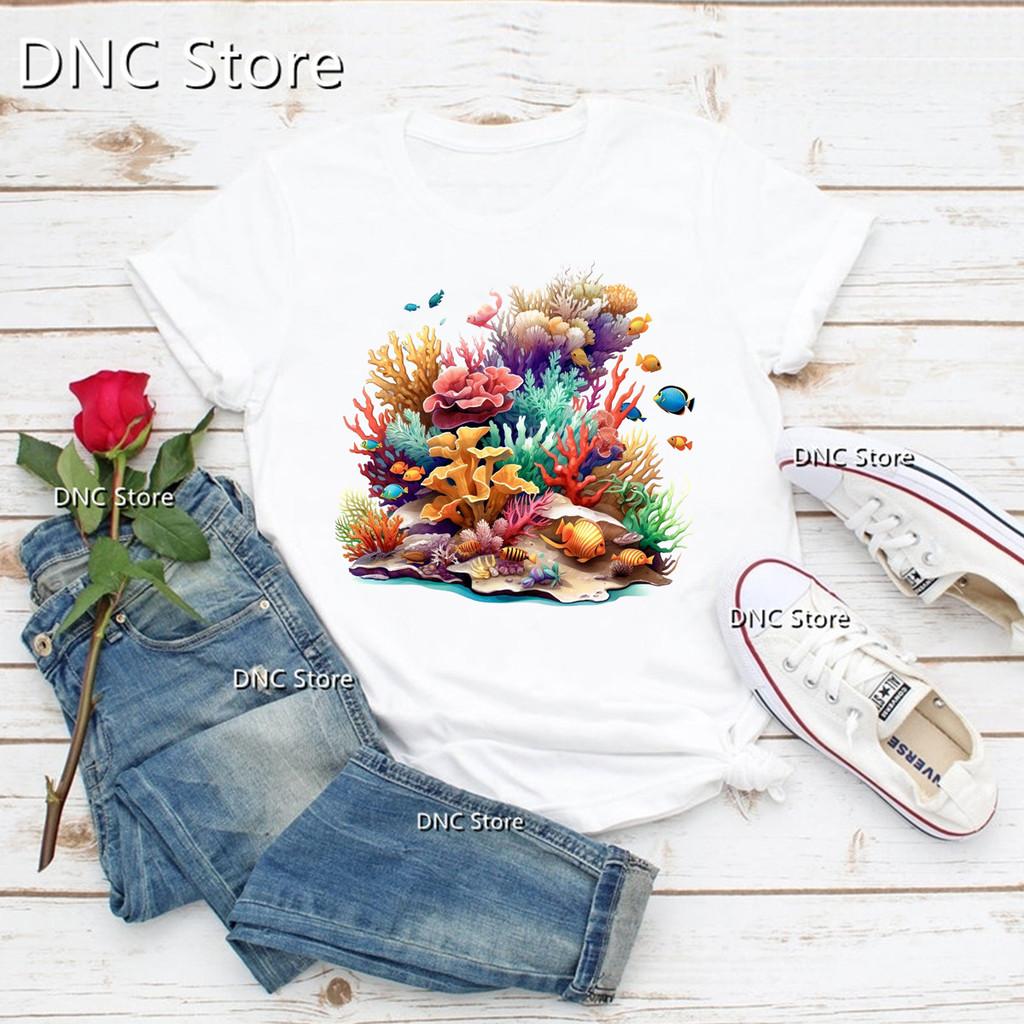 Newly Arrived Women'S T-Shirt Funny Marine Life dolphin Cartoon Print Tshirt Fashion 90s Tshirts Summer Femme T Shirt Tops