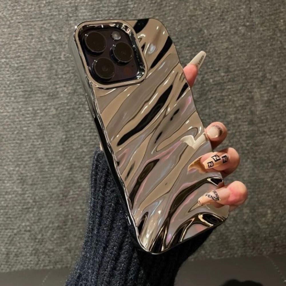 

Роскошный глянцевый чехол с 3D-волновым узором для iPhone 16 15 14 13 12 11 Pro Max X XS Max XR 7 8 Plus, модный яркий чехол-бампер For iPhone 14