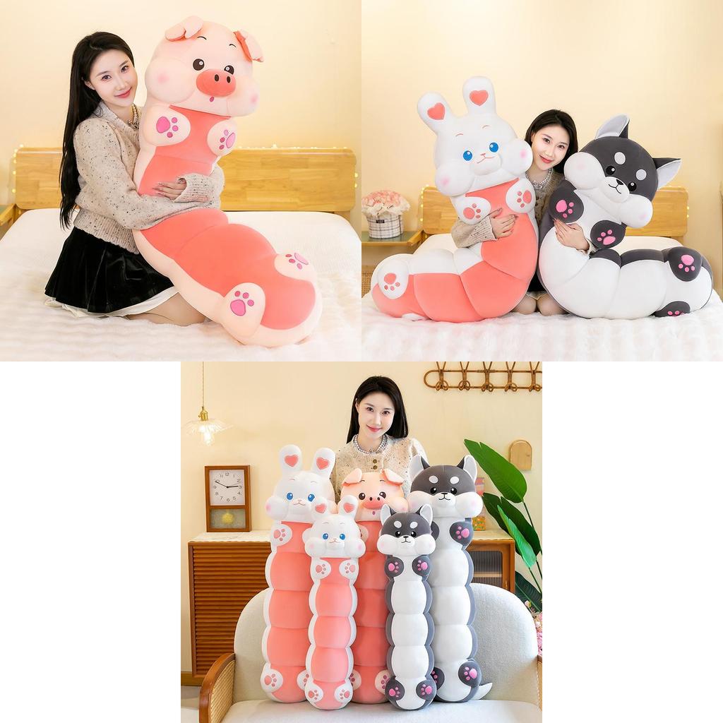 Cute Caterpillar Pet Pillow Two Ha Meng Rabbit Doll Gift For Children Girlfriend Birthday Plush Toy Doll 70cm