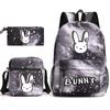 Popular Novelty Cool Bad Bunny Print 3pcs/Set Pupil School Bags Laptop Daypack Backpack Inclined Shoulder Bag Pencil Case