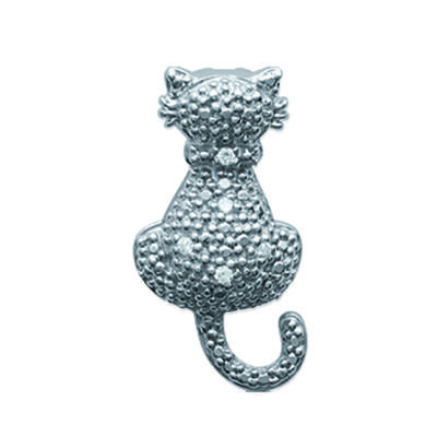 [J4161] - Gümüş 'Yüce Kedi' kolye ucu gümüş beyazı - 12x20 mm