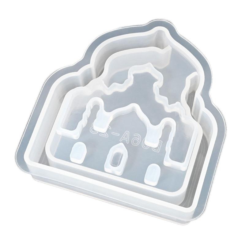 House Moon Shape Silicone Molds for Epoxy Resin Candle Holder Tealight Holder Home Decoration Gypsum Silicone Molds