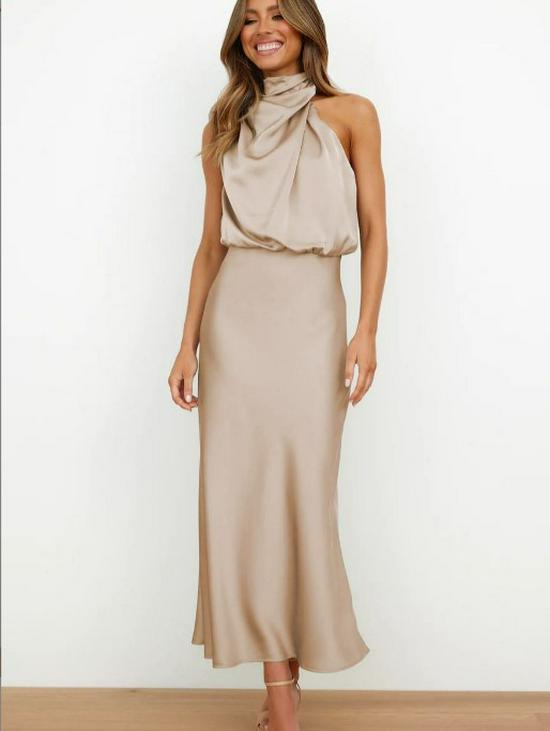 2023 Spring/Summer Elegant Satin Sleeveless Evening Dress - European & American Style
