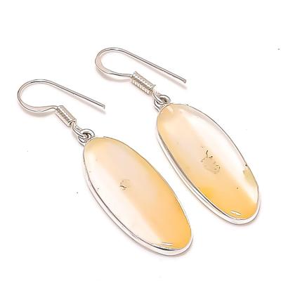 Agata del Botswana Pietra Preziosa Gioielli in Argento Sterling 925 Orecchino 1,89"