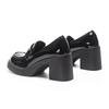 Warrior Stylish Trendy JK Small Leather Shoes Elegant Versatile High Heels Increased Height Loafers 7.5CM Kids Shoes Black WXP(WZ)-3122