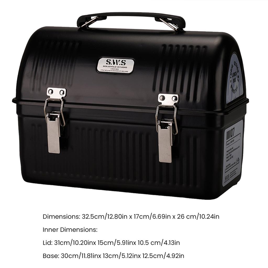 9.5L Vintage Camping Metal Lunch Box with Handle and Latch Picnic Fishing Coffee Tea Equipment Storage Case Stores Food Drinks