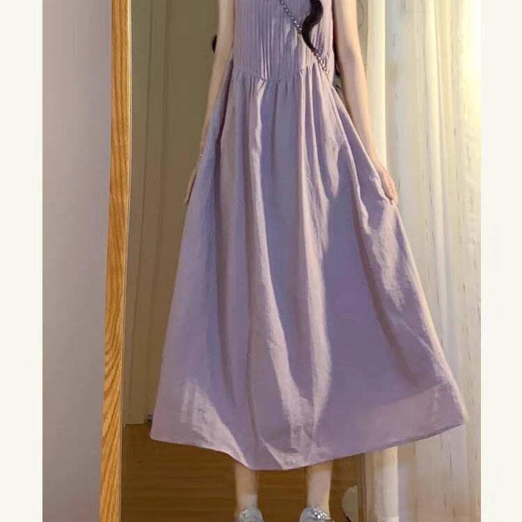 Purple Sleeveless Summer Beach Dress