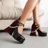 New Retro Pearl Lace Mary Jane Shoes Women's One-word Buckle Spring and Autumn New Thick Heel Sweet High Heels