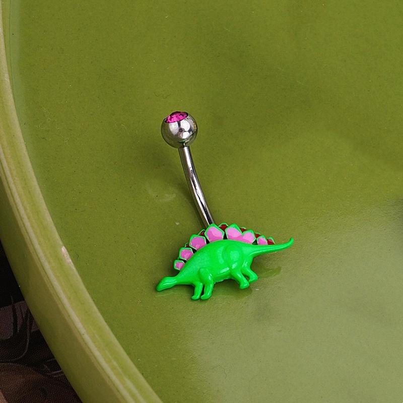 Sweet Dinosaur Navel Ring Zircon Heart Strawberry Belly Button Ring For Women Body Piercing Decor Vacation Leisure Beach Jewelry
