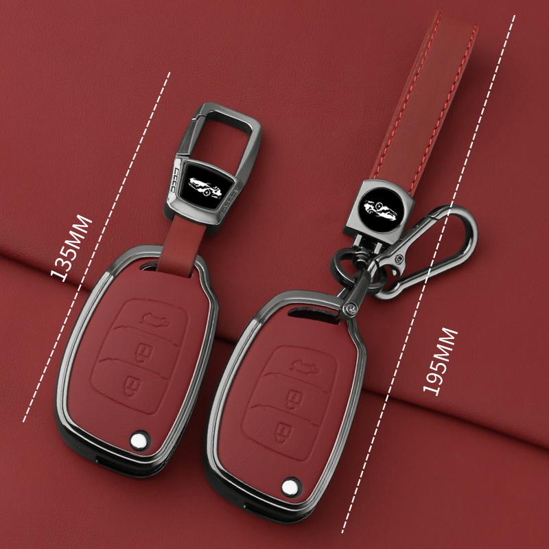 Alloy Leather Car Key Case For Hyundai Creta I40 I20 Ix25 Ix35 Ix45 I10 I30 Hb20 Elantra Solaris Sonata Santa Fe Tucson Accent