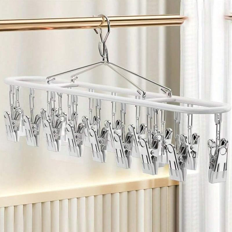 Clothes and Socks Drying Rack, Stainless Steel Underwear Dryer Washing Rack with Windproof Hook for Hanging Towel Bra Gloves Clo