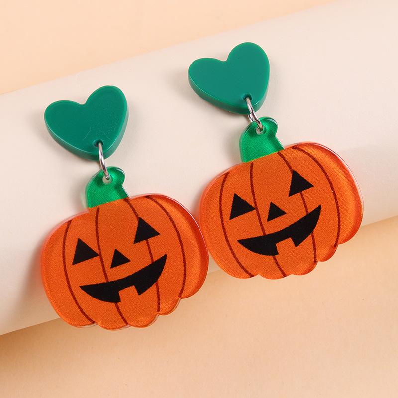 Personalized Colorful Bat Ghost Halloween Earrings Cartoon Pumpkins Spider Acrylic Drop Earring Cosplay Jewelry Accessory Gifts