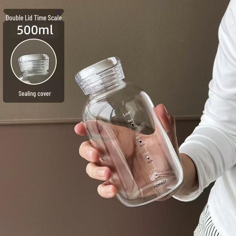 High-Temperature Resistant Glass Cup with Double Lid & Straw - Portable Large Capacity for Cold Brew, Coffee, Milk, or Water