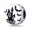 Authentic Original Copper Metal Halloween Perfect Gift Black Cat Spider Skull Pumpkin Ghost Bead Components Charm Bead Components Designed For Pan