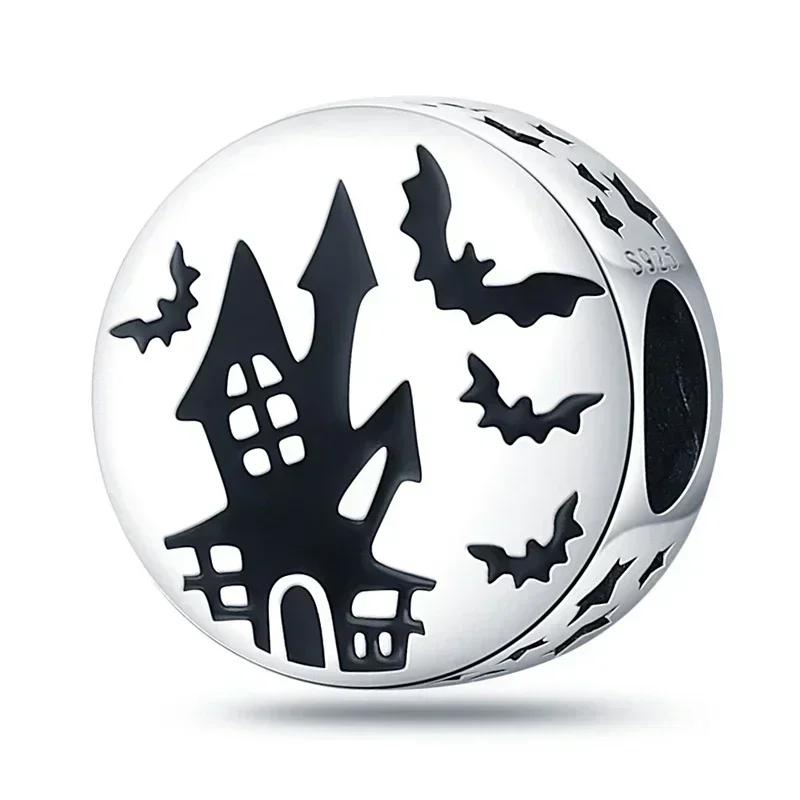 Authentic Original Copper Metal Halloween Perfect Gift Black Cat Spider Skull Pumpkin Ghost Bead Components Charm Bead Components Designed For Pan