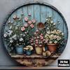 Vintage Aluminum Floral Wall Art Metal Sculpture Rustic Garden Decor Metal Sign 8x8 Inch Farmhouse Plaque for Home