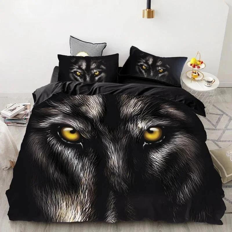 Wolf Tiger Lion Animal Pattern Bedding Sets Home Bedclothes Super King Cover Pillowcase Comforter Polyester Bedding Set