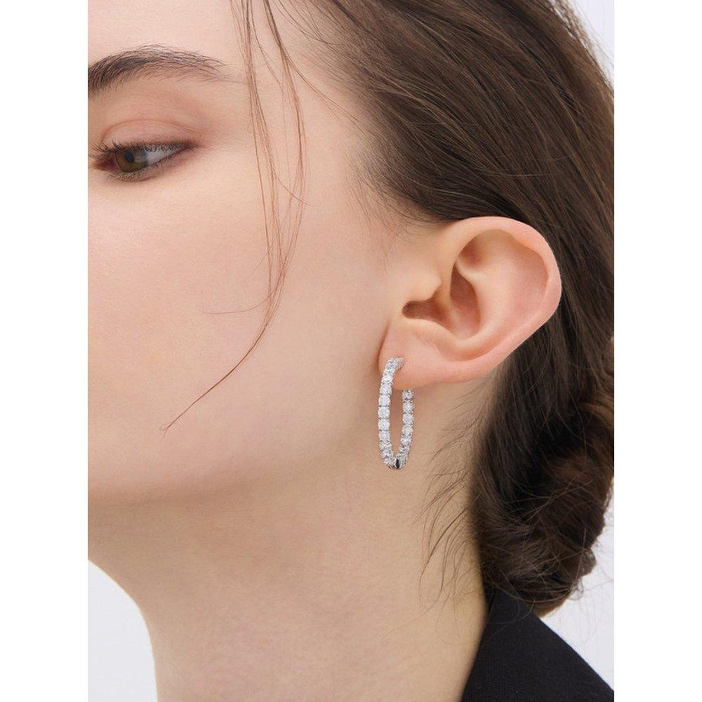 Essence Silver (W) Tennis One-Touch Earrings Xl White Hl4E55419W9Xxx