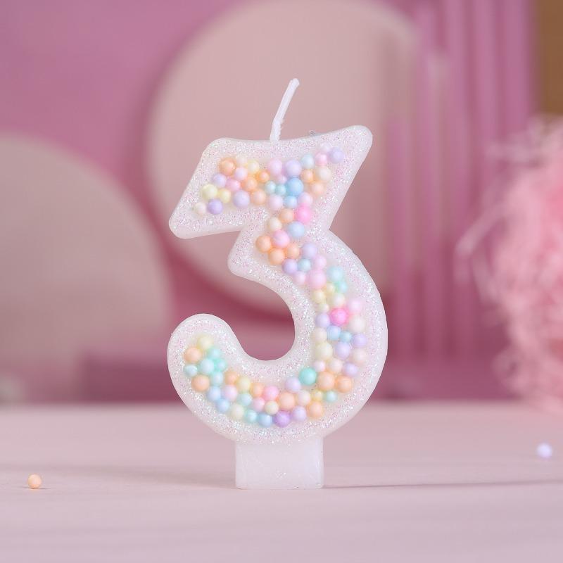 Macaron Colorful Ball 0-9 Creative Digital Birthday Decoration Candle