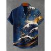 Camicia da Uomo a Maniche Corte con Stampa Ondulata, Design alla Moda, Top Estivo da Uomo, Camicia Hawaiana Casual Trendy per le Vacanze