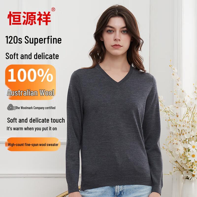 Hengyuanxiang Women's 100% Wool Thin Knit Pullover