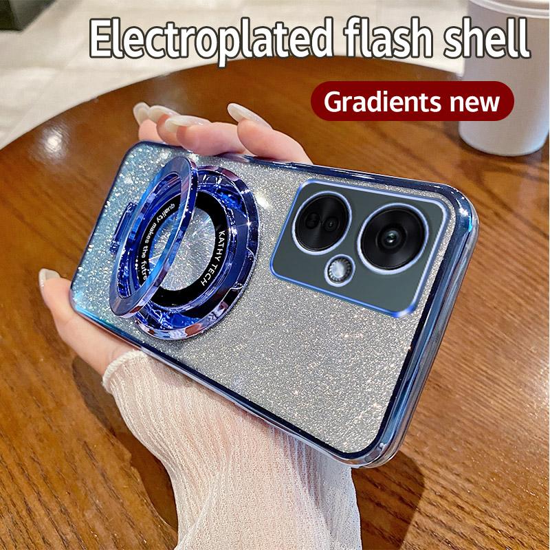 Gradient Glitter CD Ring Stand Phone Case For OnePlus 12 8T 9R 10 11 Pro 11R Nord 3 CE 2 3 Lite  ACE 2V 3V N20 N30 5G Soft Cover