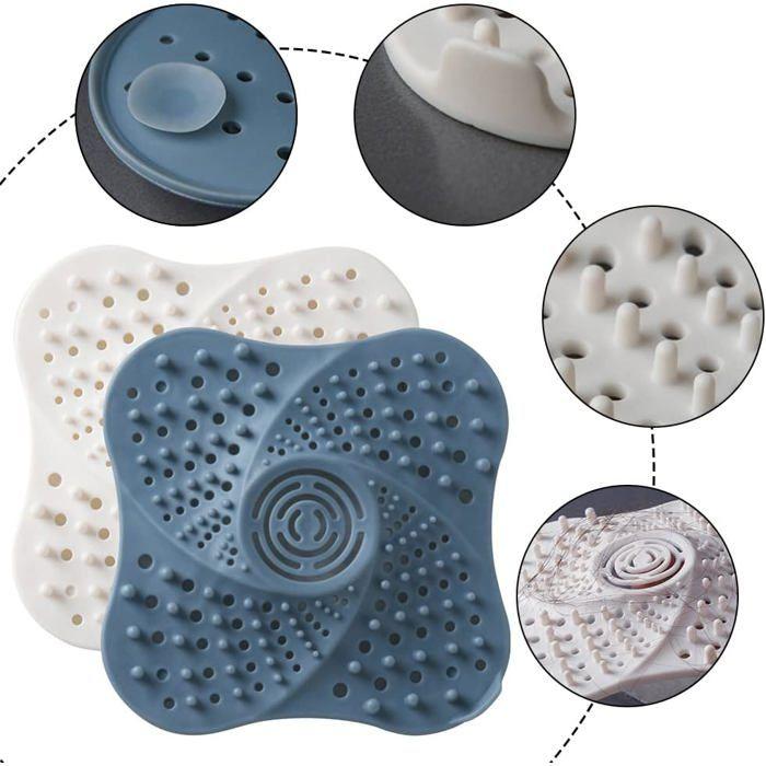 Bouchon de drain douche - AIMOONSA - Lot 2 - Silicone PVC - 13 x 13 cm - Ventouse anti-cheveux