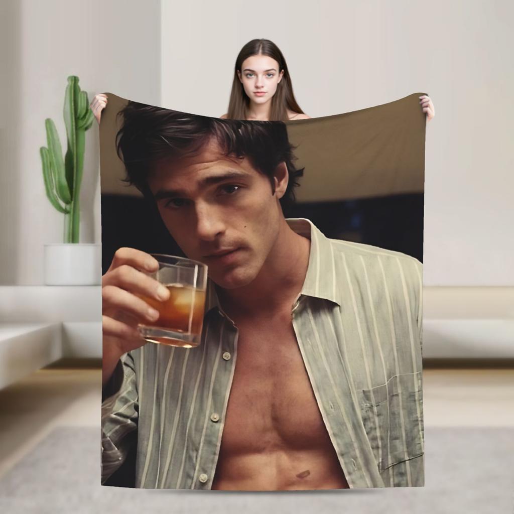 Jacob Elordi Schauspieler Porträt Decke Picknick Flanell Bettwäsche Überwürfe Für Heimdekoration Weich Warm Design Qualität Tagesdecke Geschenkidee