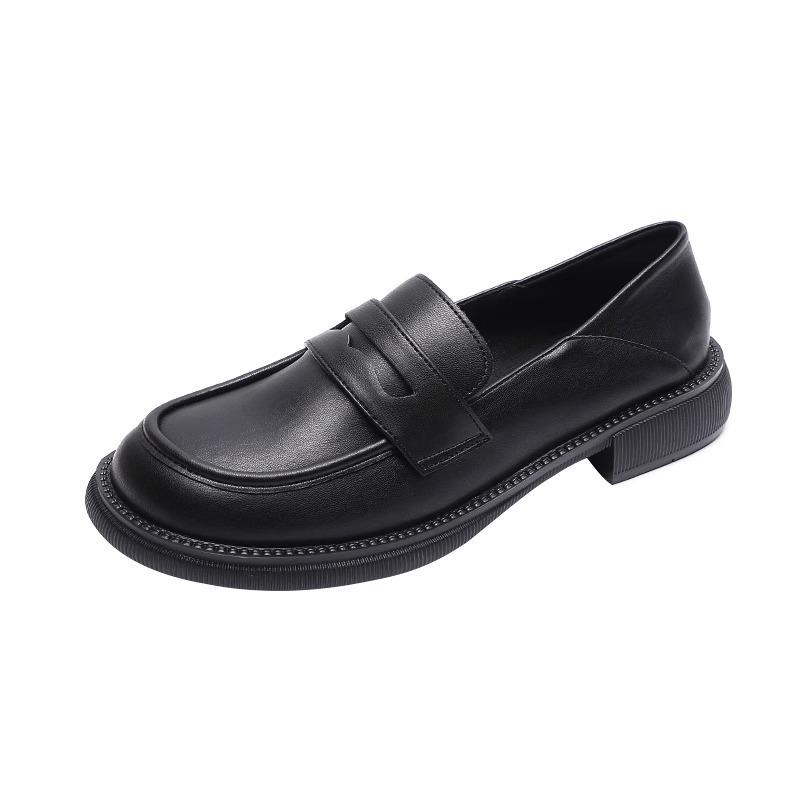 Loafers women's 2025 spring new platform college British style small leather shoes one pedal versatile thick heel jk single shoes
