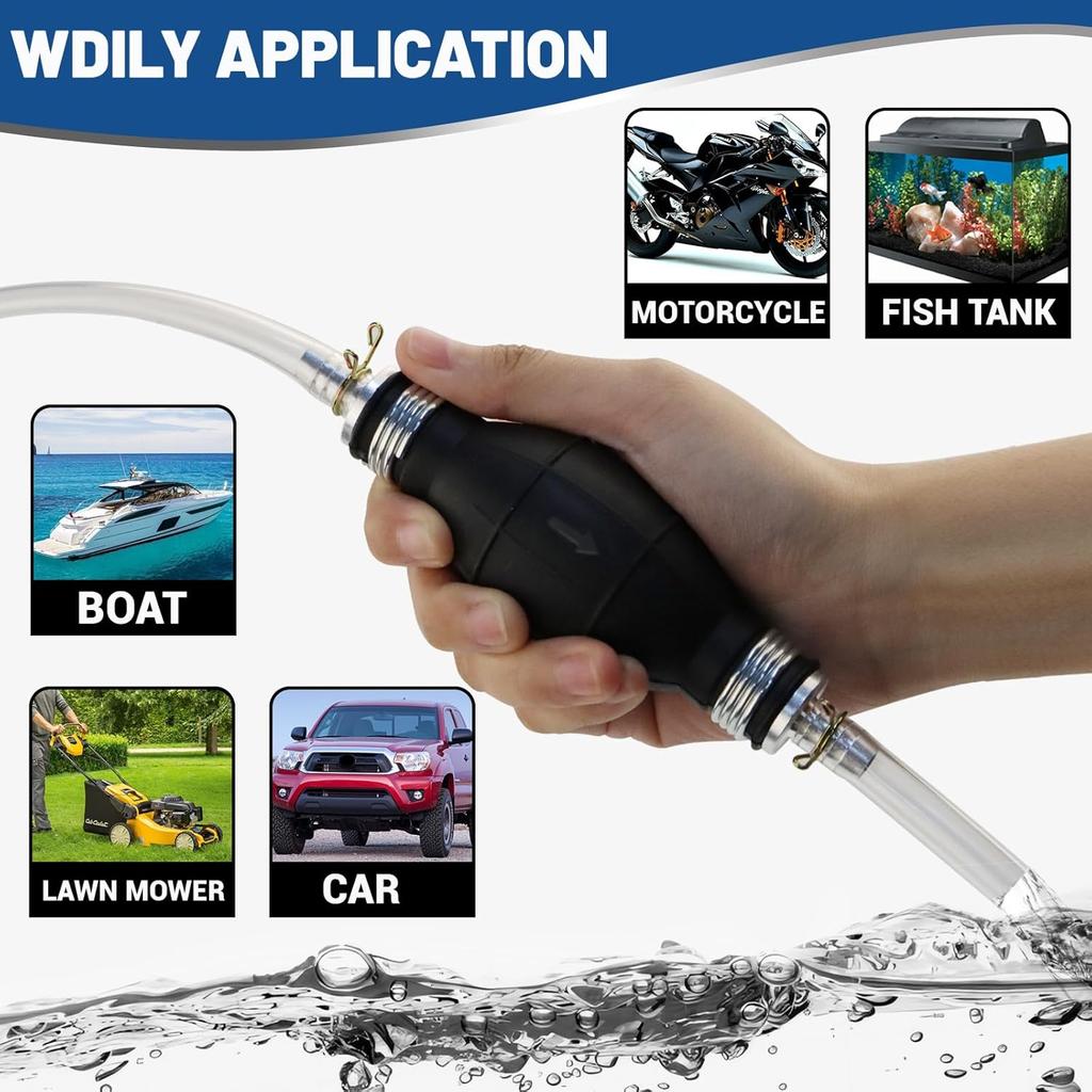 Gas Siphon Pump FUELIO - Hand Siphon Pump For Gasoline Transfer - Manual Siphon Pump For Water- Fuel Siphon Pump For Gasoline- Gas Siphon Hose