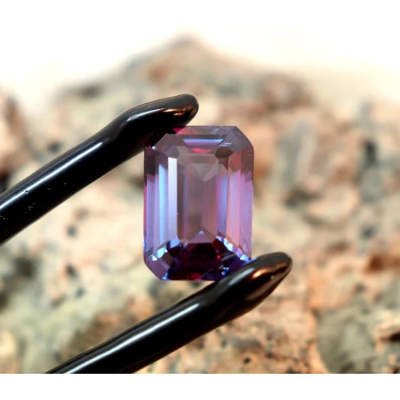 9.65 Ct Natural Alexandrite Color Change Emerald Cut AAA Certified Gemstone