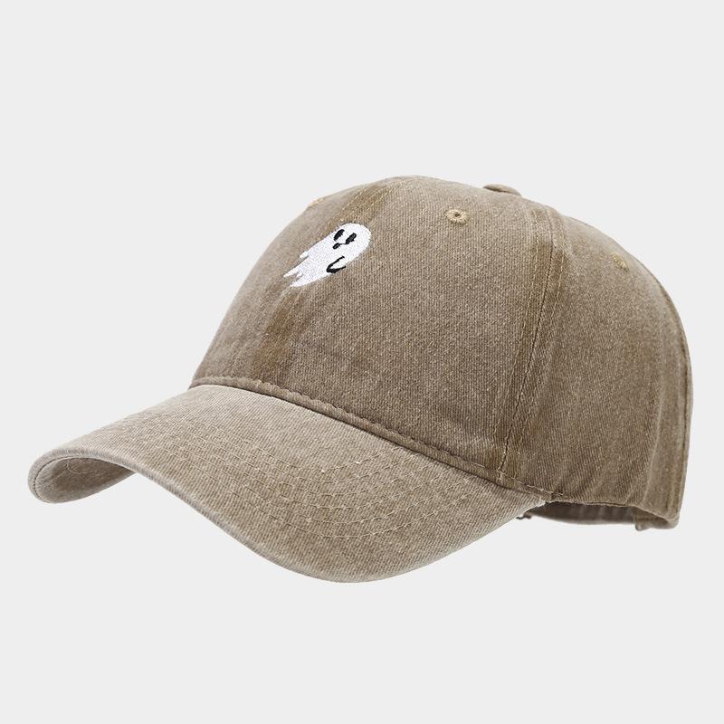 New ghost embroidery washed baseball cap men's and women's outdoor sunshade sunscreen cap fashionable personalized cap