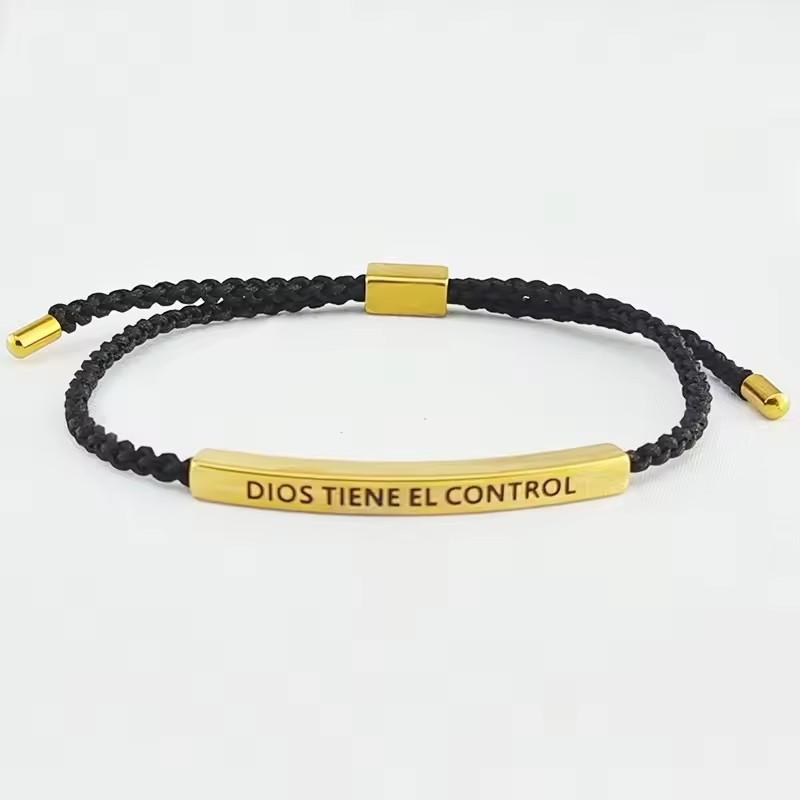 Hot Sale Spanish Dios Tiene El Control Inspirational Bracelet Colorful Braided Rope Bracelet with Encouragement Card