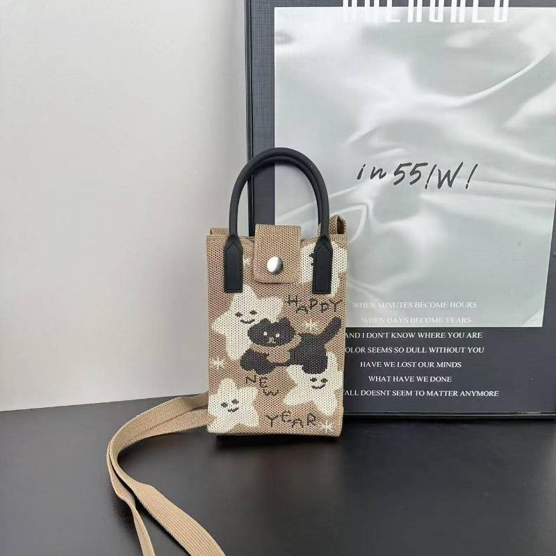 Premium Sense Ns Mobile Phone Bag New Cartoon Knitted Bag Dopamine Niche Versatile Messenger Shoulder Bag Handbag