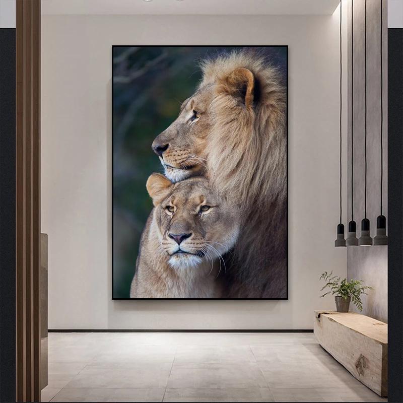 Black and White Lion Posters and Prints Painted On Canvas Painting Modern Animal Wall Art Pictures for Living Room Home Decor