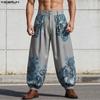 INCERUN Mens Ethnic Paisley Print Casual Loose Baggy Harem Pants Trousers
