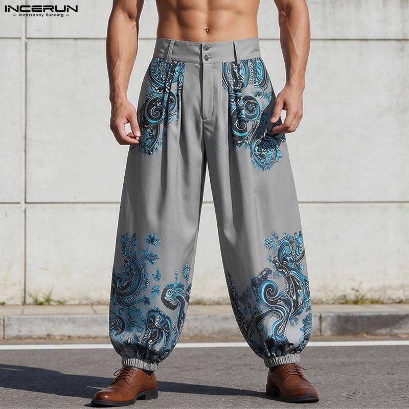 INCERUN Mens Ethnic Paisley Print Casual Loose Baggy Harem Pants Trousers