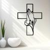 1Pc Vintage Praying Hands Metal Wall Art Black Cross Ora et Formose Inscription Rust Resistant Catholic Decor Christmas Easter Gift