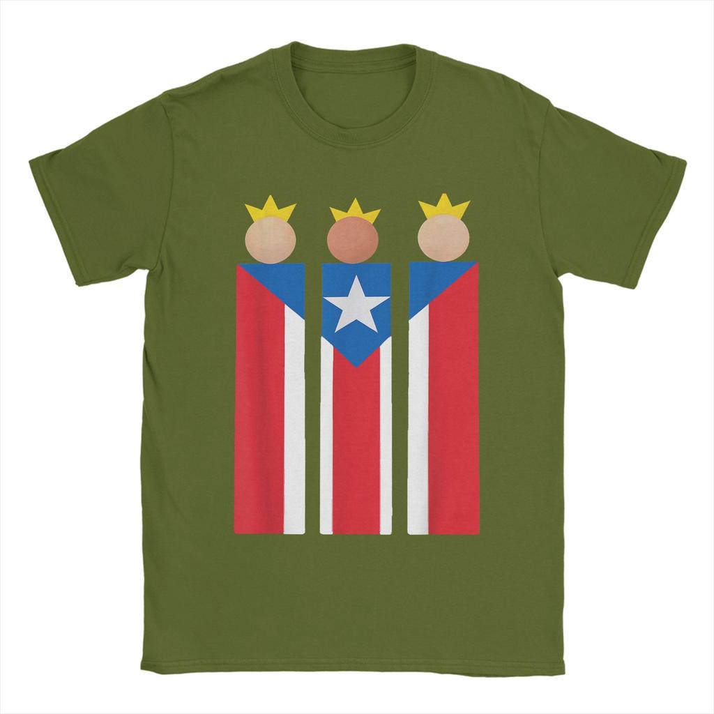 Men Puerto Rican Three Kings Flag Epiphany T Shirts Reyes Magos Clothing Funny Short Sleeve Round Neck Tees Graphic T-Shirt