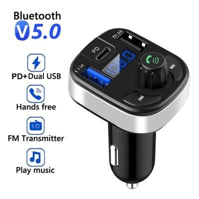Auto Bluetooth 5,0 FM Sender Dual USB PD Typ C Schnelle Ladung Auto Ladegerät Bluetooth Mikrofon Freisprecheinrichtung Auto FM modulator