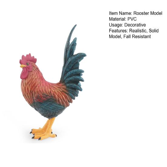 Farm Animal Rooster Figurine Miniature Simulation Poultry Animal Statue PVC Cock Model Prop Children Educational Toy Home Garden Decoration Gift