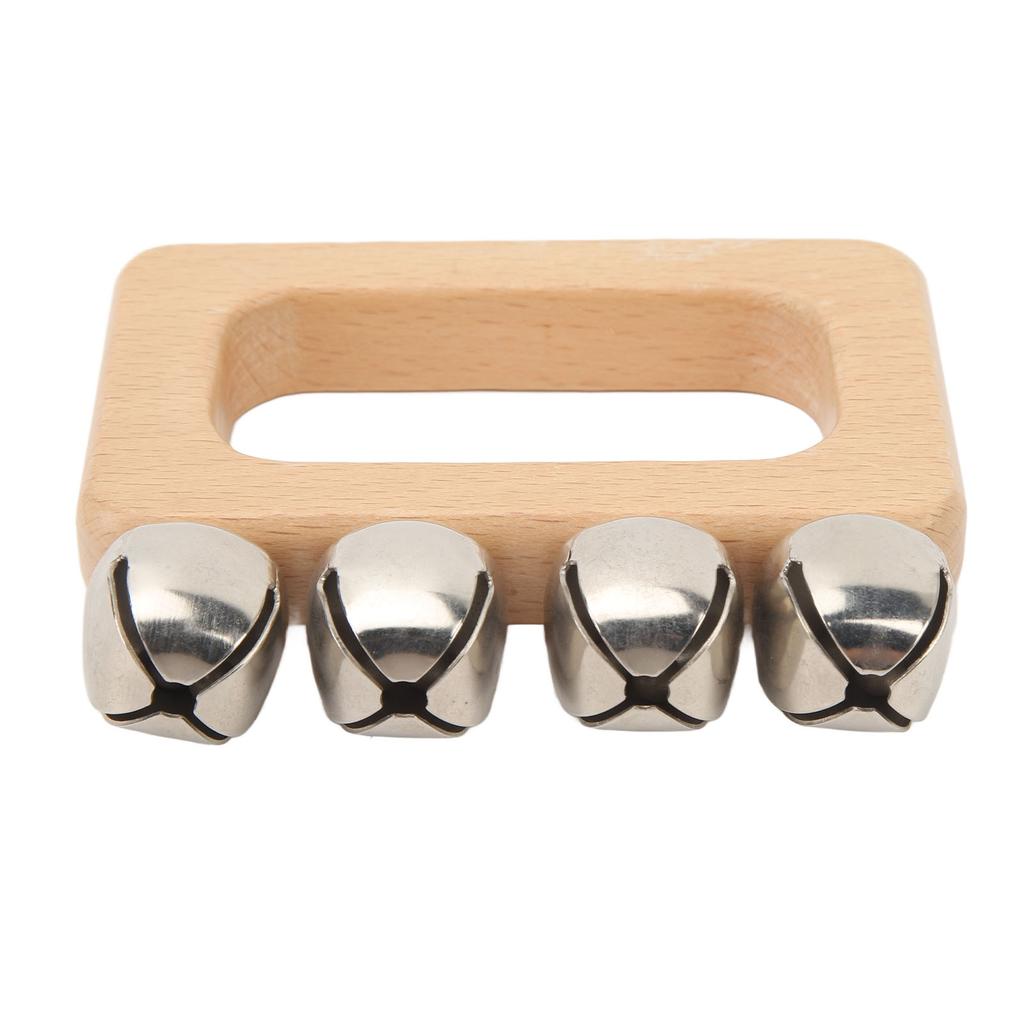 Dance Hand Bell Wooden Rectangle Handle Metal Jingle Bells Portable Percussion for Performance