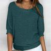 2026 Women's Solid Color Round Neck Knitwear Three-Quarter Sleeve Top