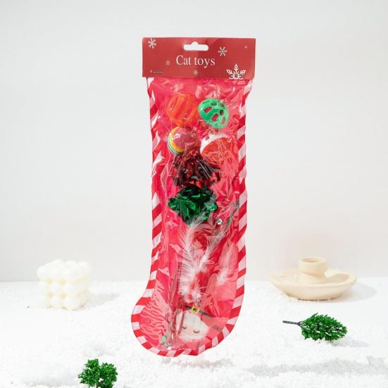 1 Set Christmas Cat Toys Cats Rattle Ball Plush Mice Cat Teaser Wand Kittens Stress Relief Interacting Toys for Cats Play Training Christmas Gift