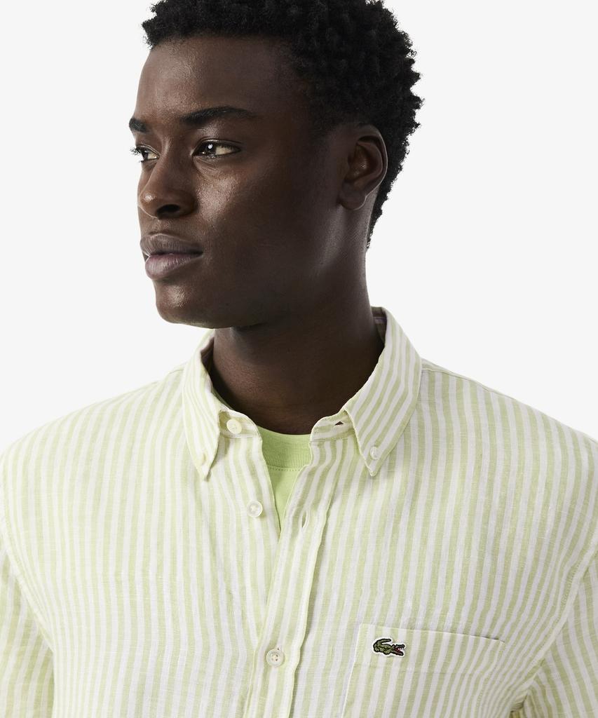 LACOSTE Men'S Linen Striped Short Sleeve Shirt Ch8061-56G 374
