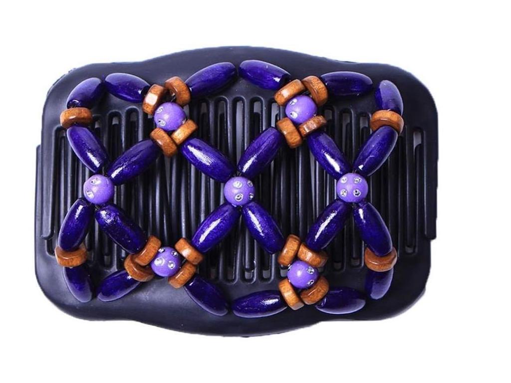 Sunflower Style Wooden Bead Hair Comb - Double Row, Versatile Handmade Hair Accessory.