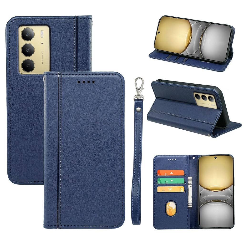 HX01 Peněženkové pouzdro pro Realme C75 s magnetickým zavíráním, PU kožený kryt na telefon